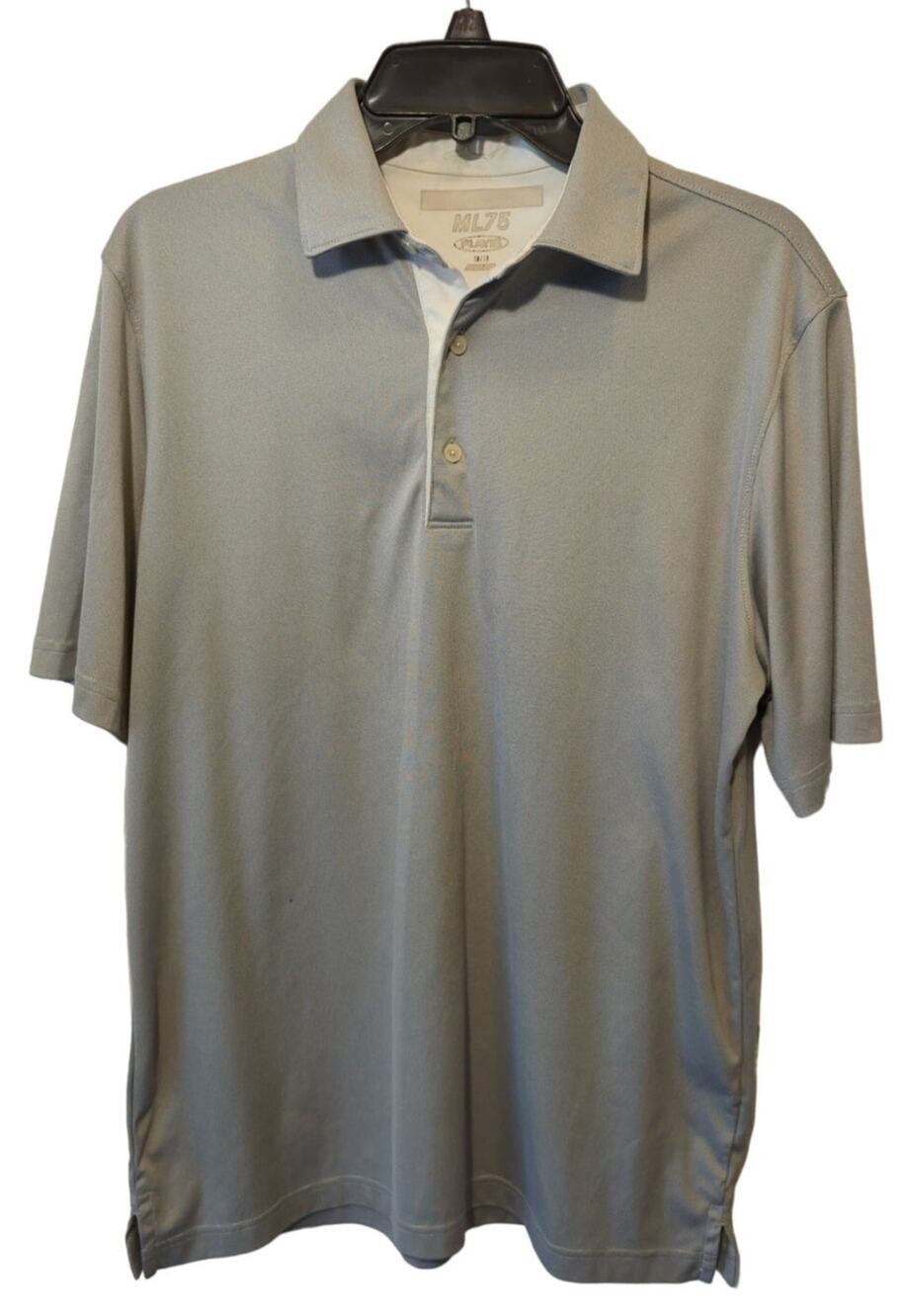 Greg Norman Men's Silver Golf Shirt Button up Polo 100% Polyester Size M